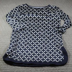 Shein Curve Size Small Navy Blue Patterned Maxi Blouse/Mini Dress - LIKE NEW